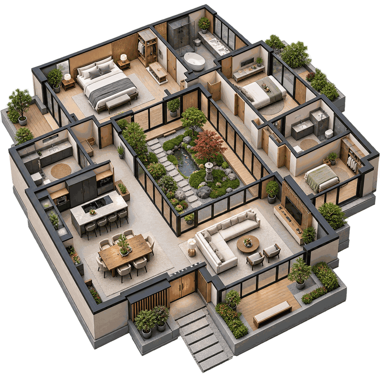 Home with central courtyard garden